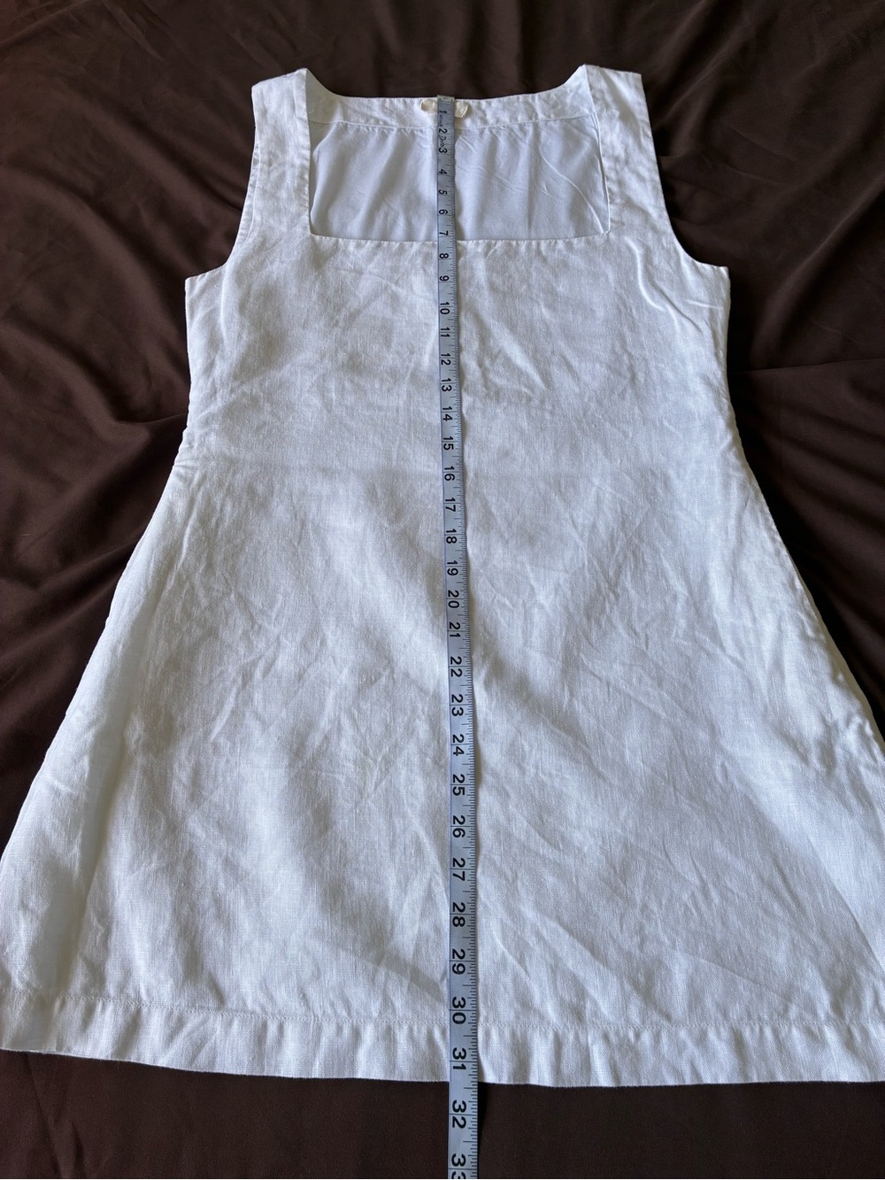 POSSE Alice Square Neck Linen Mini Dress Ivory White Size Medium - Picture 7 of 8